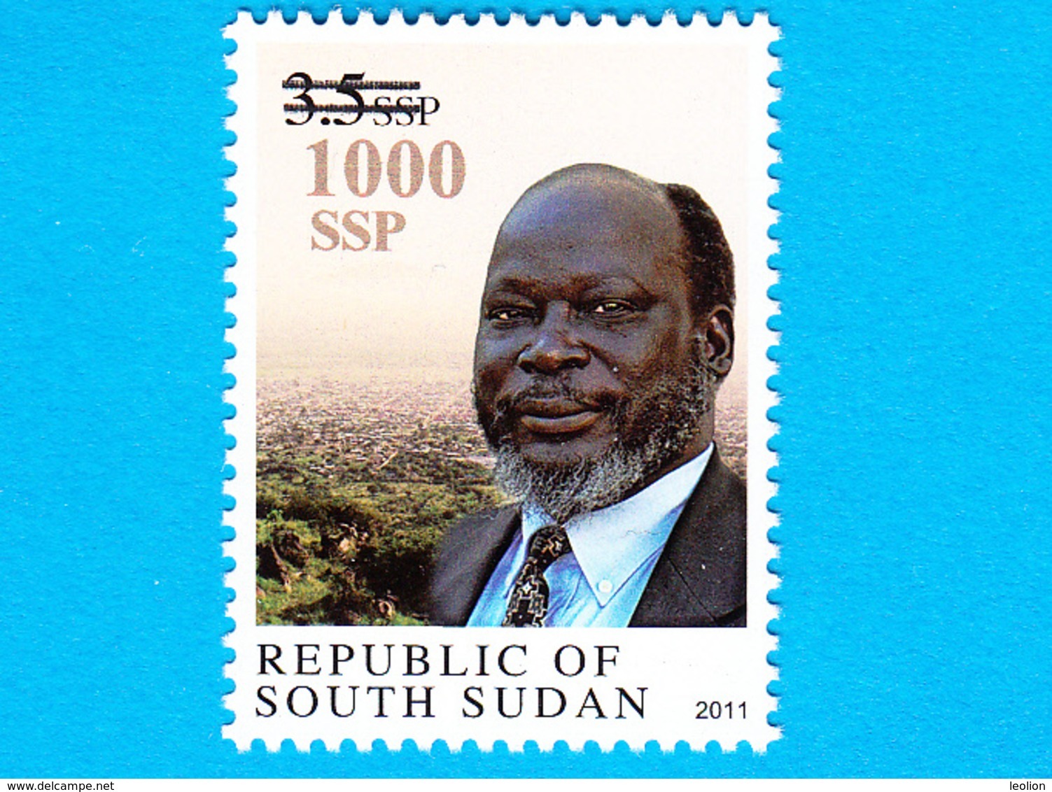 SOUTH SUDAN Surcharged Overprint On 3.5 SSP Dr John Garang Stamp Of The 1st Set SOUDAN Du Sud Südsudan - Zuid-Soedan