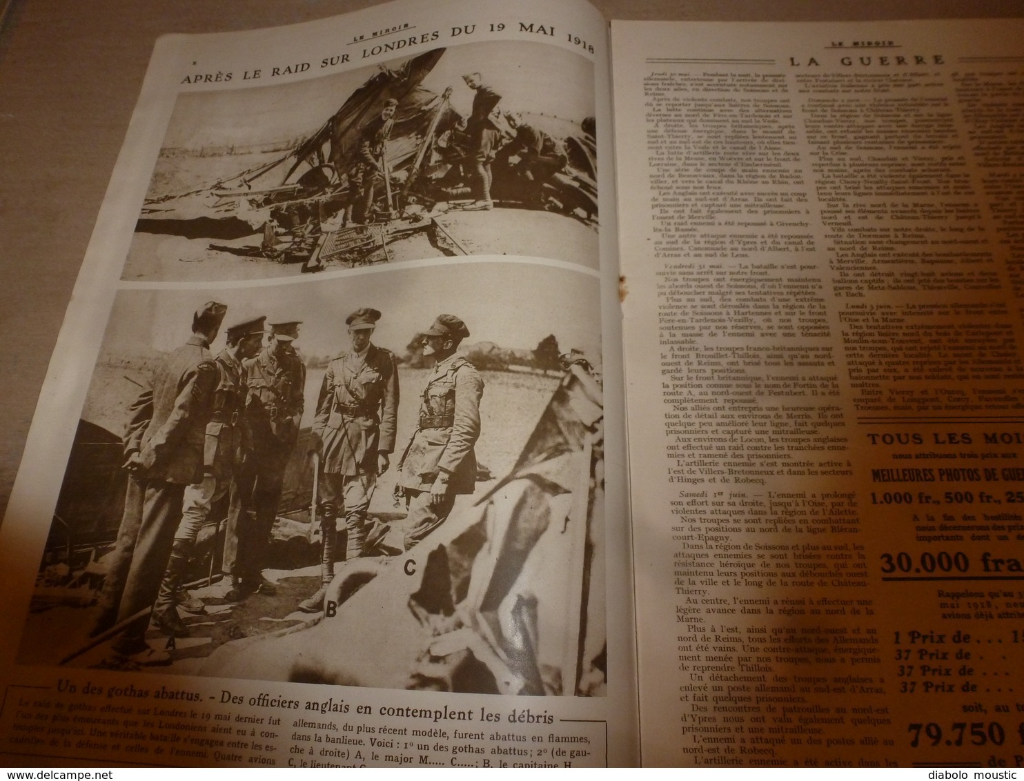 1918 LE MIROIR:US Women Red Cross New-York (Croix Rouge Américaine); Retz;Corcy;PARIS Bombardé;Verneuil;Gotha;etc - Francese