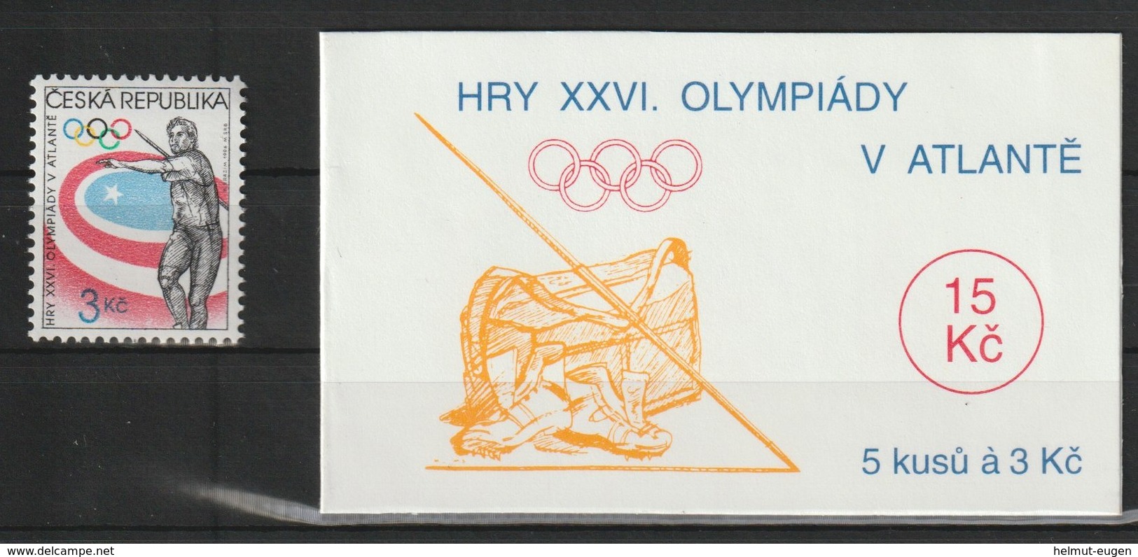 MiNr. 116 + MH 35 Tschechische Republik: 1996, 29. Mai. Olympische Sommerspiele, Atlanta. - Ungebraucht