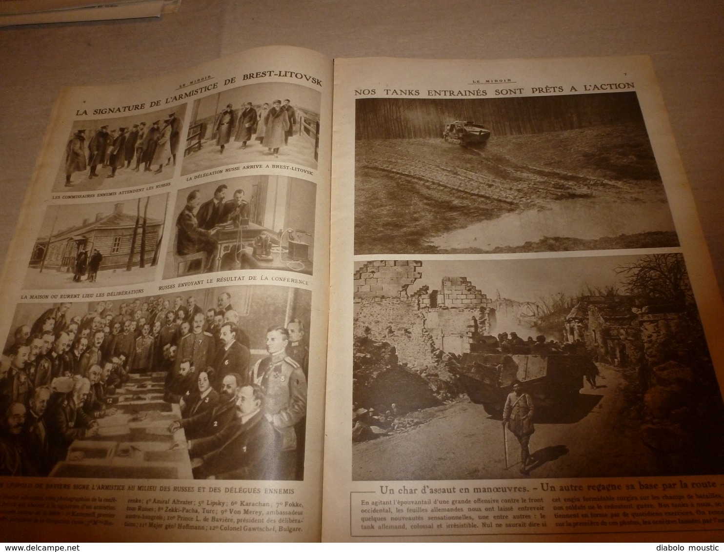 1918 LE MIROIR:Albert 1er Front Belge;Solférino;Grosse Bertha;Torpillage Du CHATEAURENAULT; Essai Tanks Au CANADA;etc - Francese