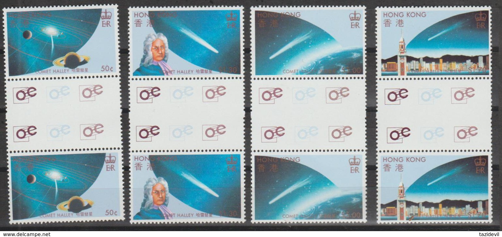 HONG KONG - 1986 Halley's Comet Gutter Pairs. Scott 461-464. MNH ** - Neufs