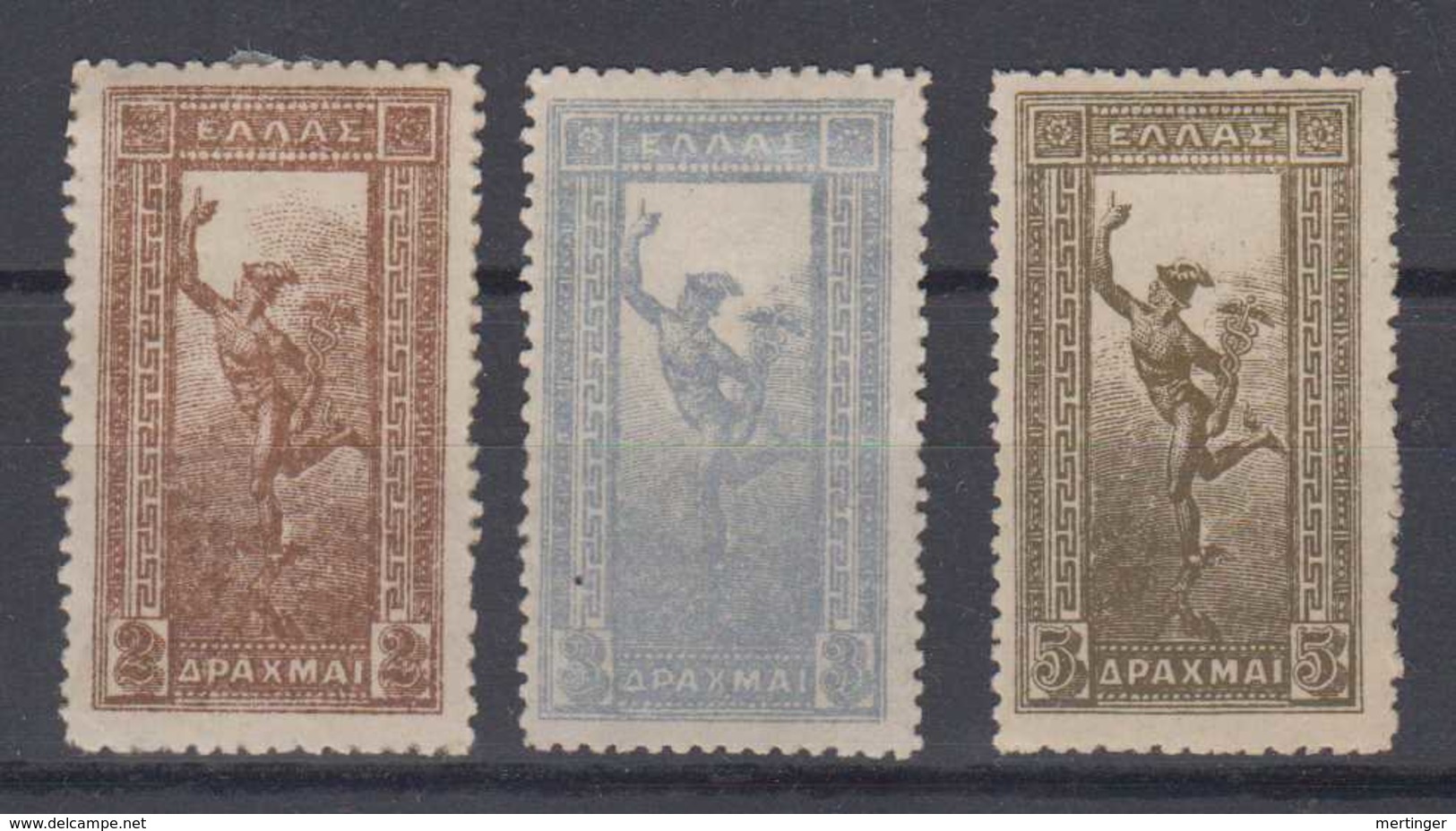 Greece Mi# 136-38 * Mint 2Dr-5Dr Hermes 1901 - Unused Stamps