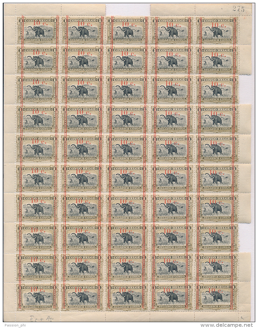 BELGIAN CONGO 1922 ISSUE COB 101 SHEET MNH (II5+A5) - Feuilles Complètes