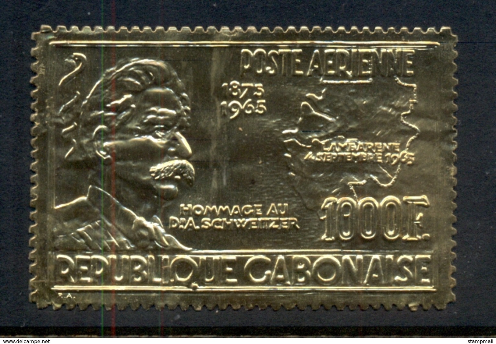 Gabon 1965 Albert Schweitzer Gold Foil Embossed MUH - Gabon