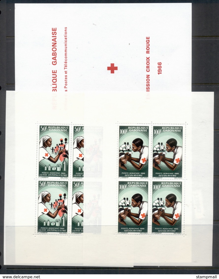 Gabon 1966 Red Cross Booklet Wilt 2 Panes MUH - Gabon