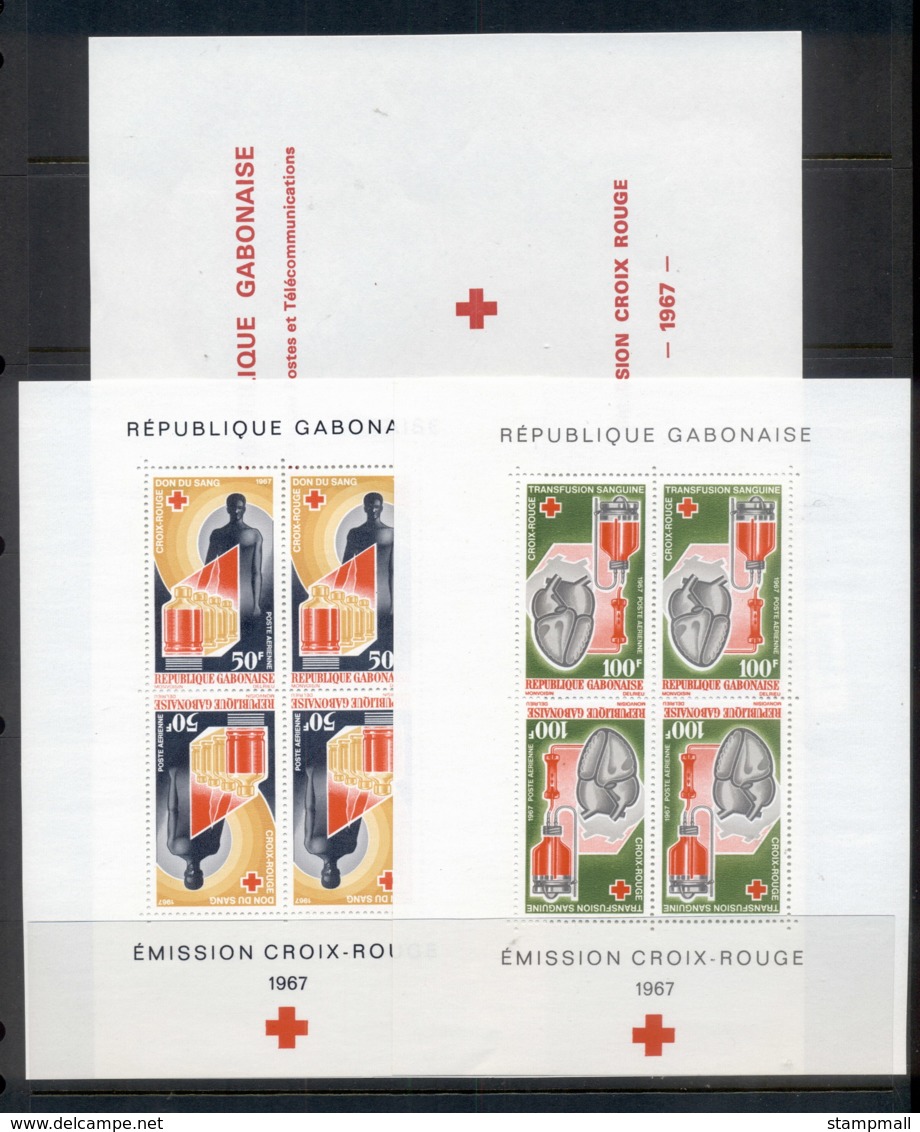 Gabon 1967 Red Cross Booklet Wilt 2 Panes MUH - Gabon