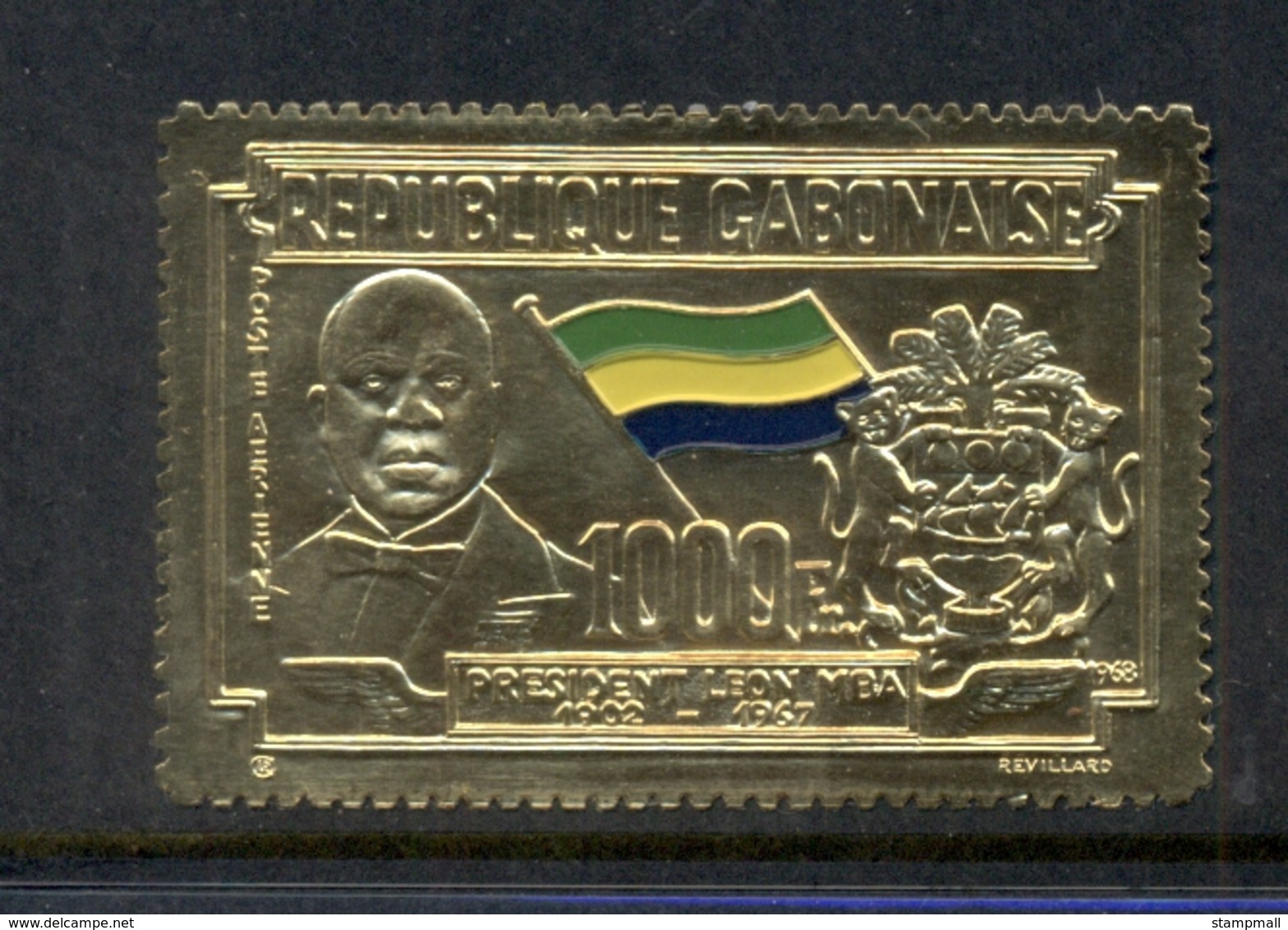 Gabon 1968 President Gold Foil Embossed MUH - Gabón (1960-...)