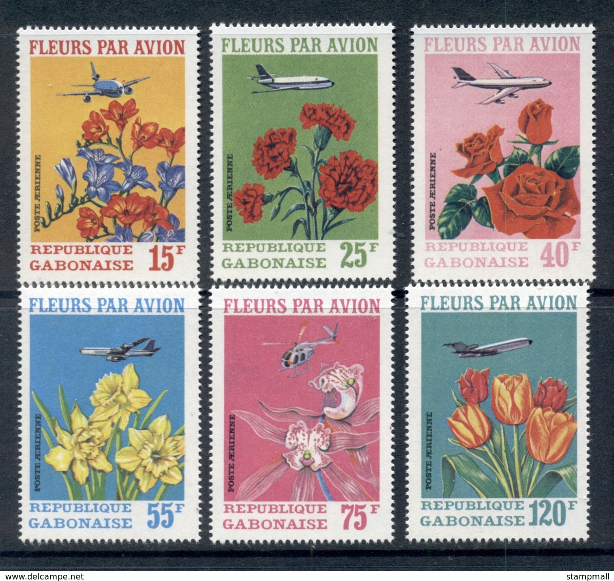 Gabon 1971 Flowers & Plane, Wright Brothers MUH - Gabon