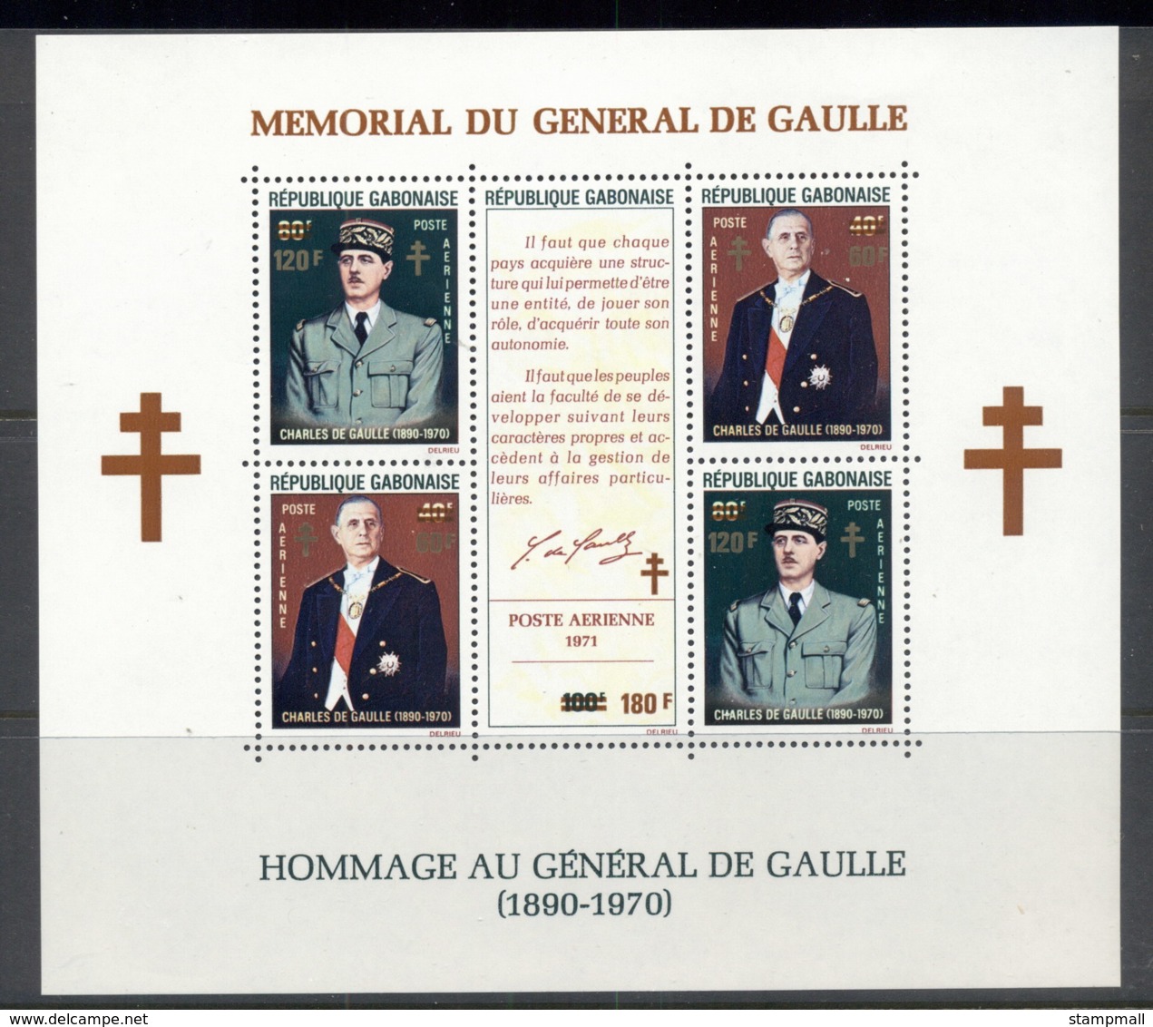 Gabon 1972 Charles De Gaulle MS Opt MUH - Gabon