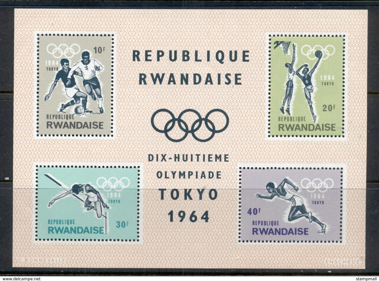 Rwanda 1964 Summer Olympics Tokyo MS MUH - Unused Stamps