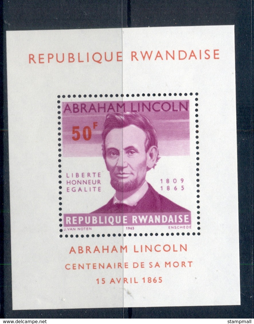 Rwanda 1965 Lincoln Death Centenary MS MUH - Unused Stamps