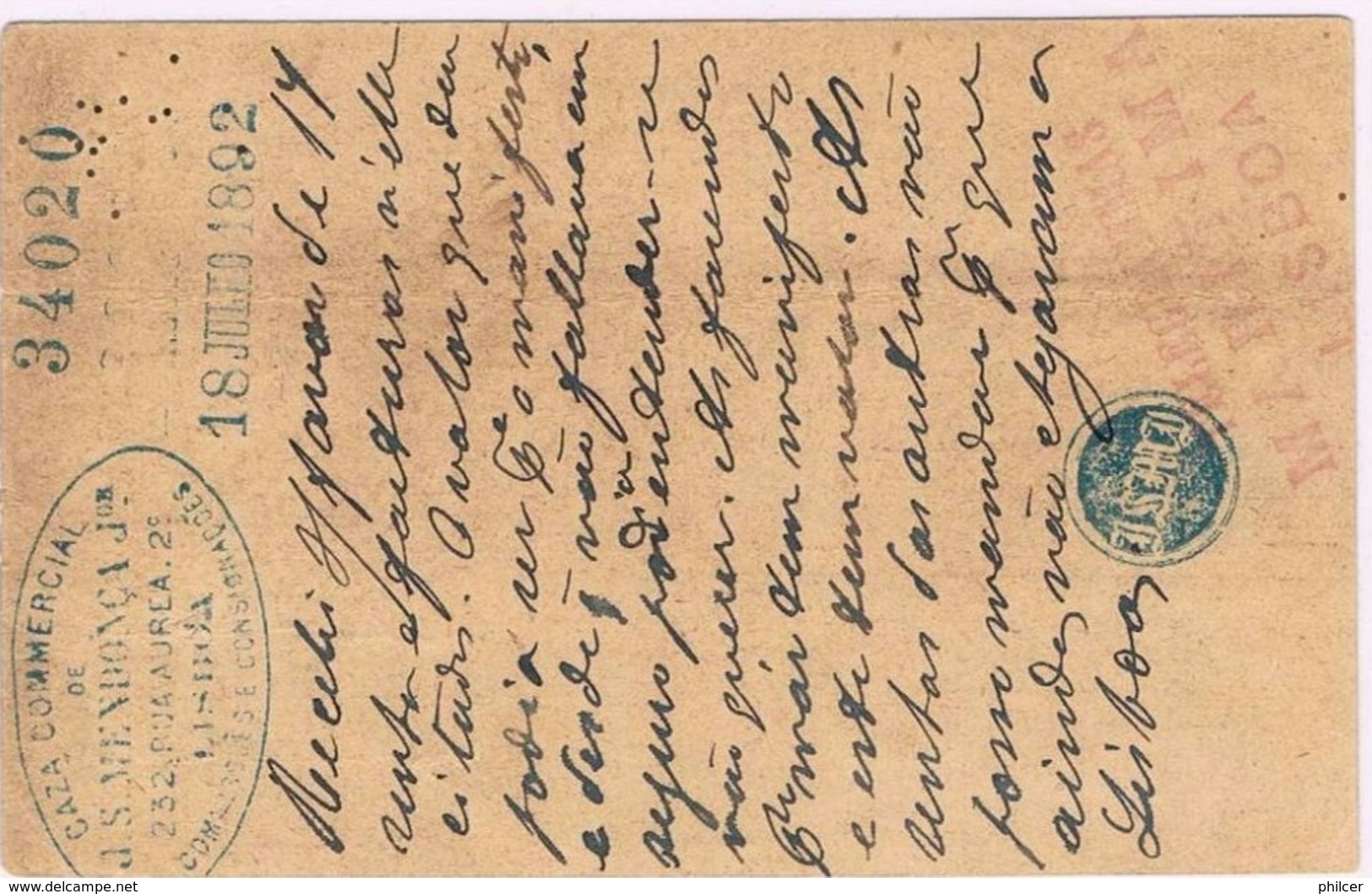 Portugal, 1892, Lisboa-Guimarães - Lettres & Documents