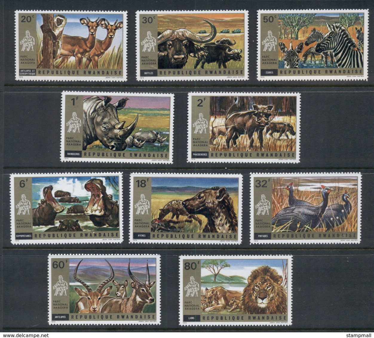 Rwanda 1972 Alsayera National Park Wildlife MUH - Unused Stamps