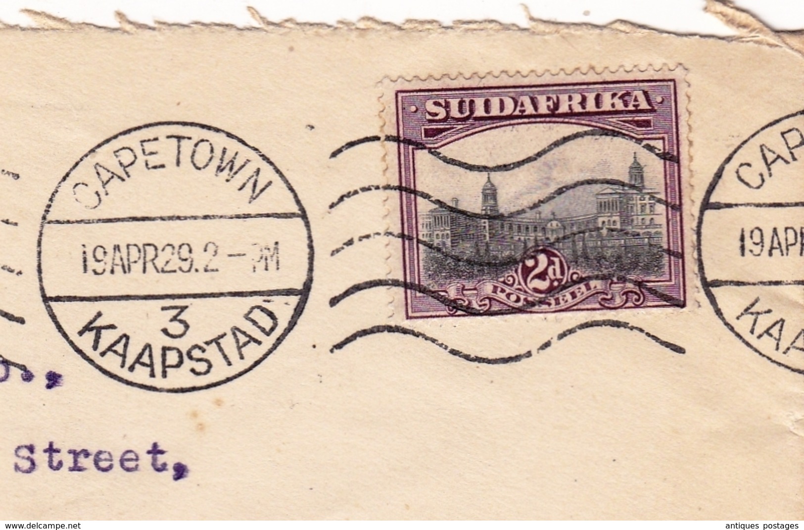 Lettre Capetown Kaapstad South Africa Afrique Du Sud 1929 Singapore Singapour - Storia Postale