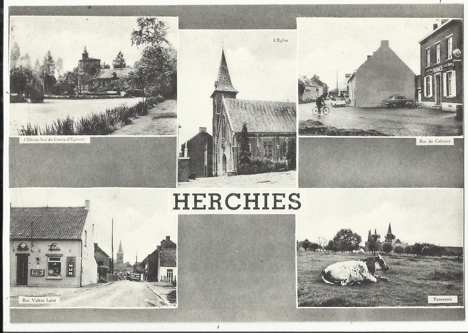 HERCHIES - Carte Multi-vues - Rue Du Calvaire, Château-fort, Rue Valère Letot, Eglise, Etc... - Jurbise