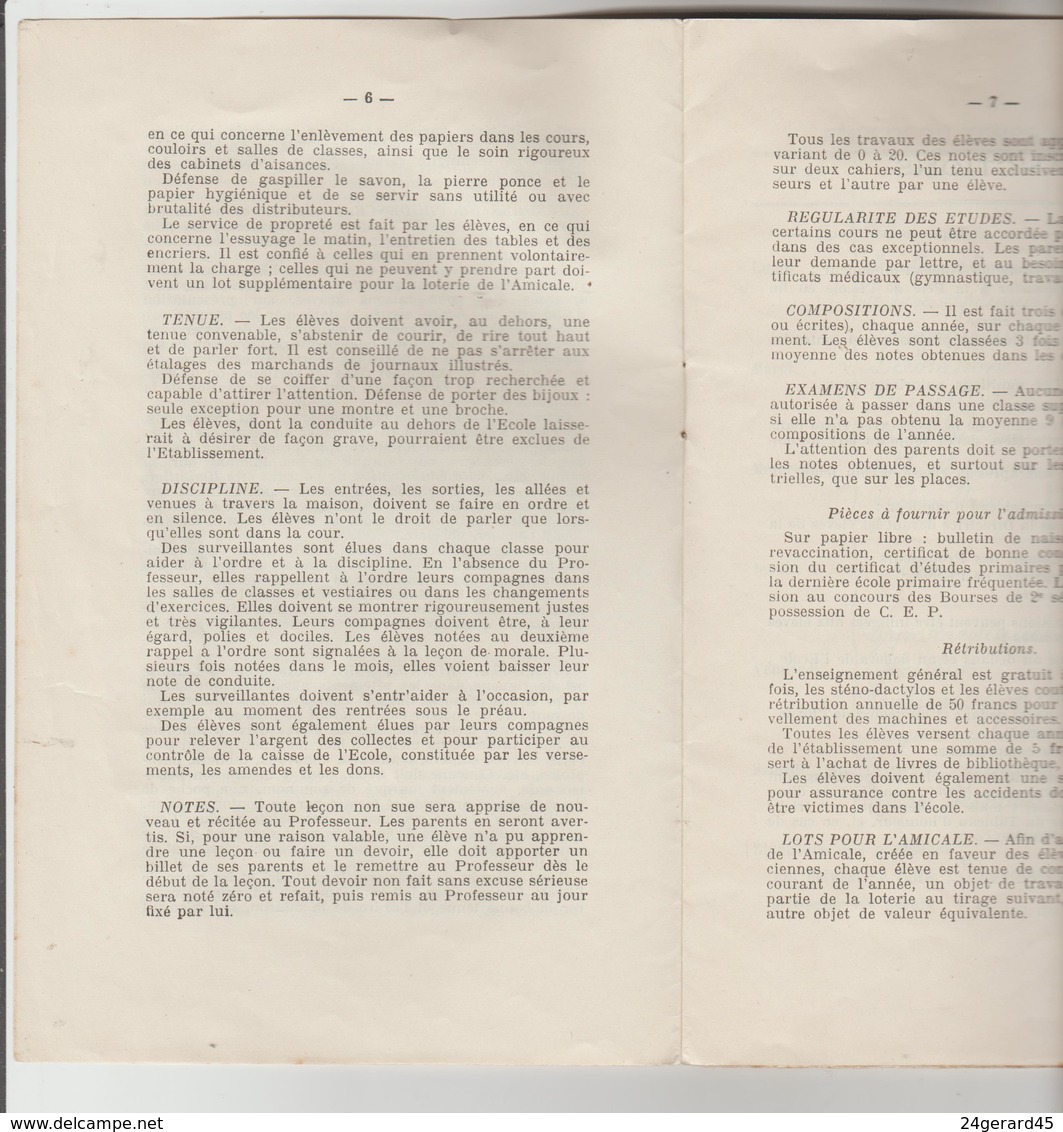 SCOLARITE 1934/35 CARNET DE CORRESPONDANCE ECOLE PRIMAIRE SUPERIEURE ET PROF. JEUNES FILLES ORLEANS 24 PAGES - Diplômes & Bulletins Scolaires