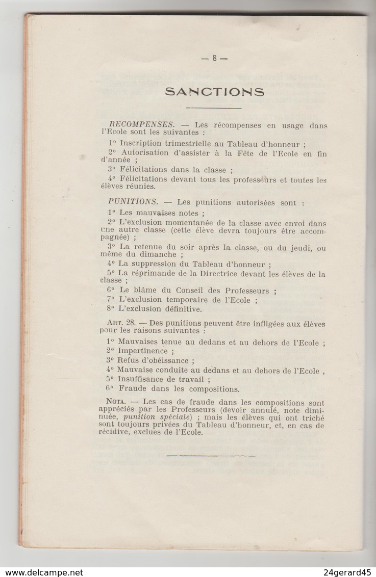 SCOLARITE 1934/35 CARNET DE CORRESPONDANCE ECOLE PRIMAIRE SUPERIEURE ET PROF. JEUNES FILLES ORLEANS 24 PAGES