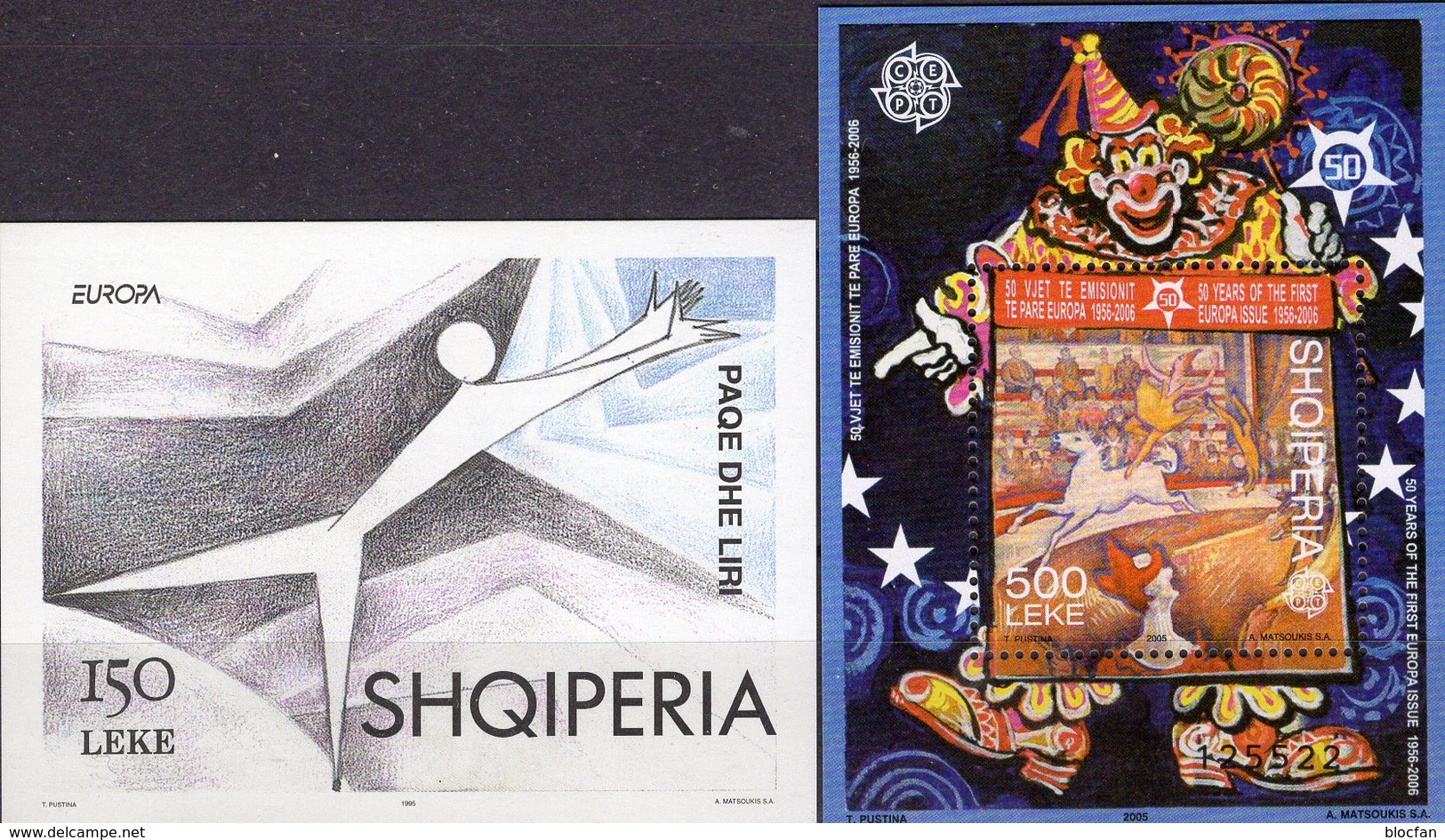 Tanz/Demokratie CEPT 1995 Albania Blocks 104+157 ** 17€ Zirkus M/s Blocs Art Sheets Ss Bf 50 Years EUROPA Shqiperia - Albanie