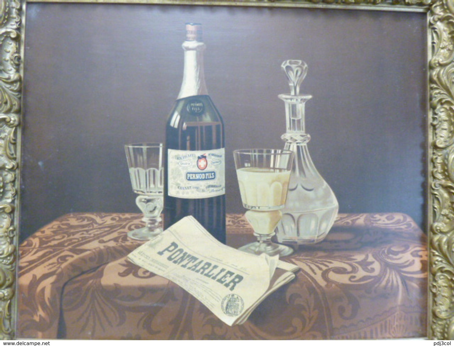 Belle Et Grande Chromo Publicitaire Encadrée Vers 1900 - Pernod Fils, Pontarlier - Alcools