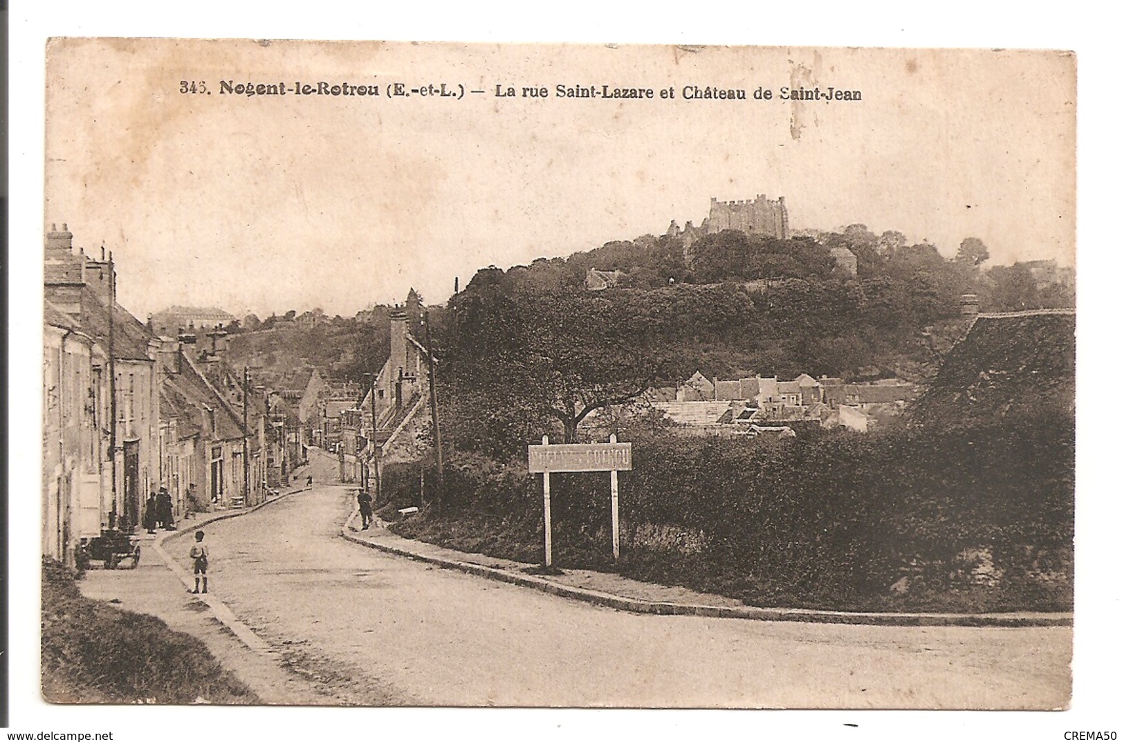 28 - NOGENT LE ROTROU - La Rue Saint Lazare Et Château De Saint Jean. - Nogent Le Rotrou