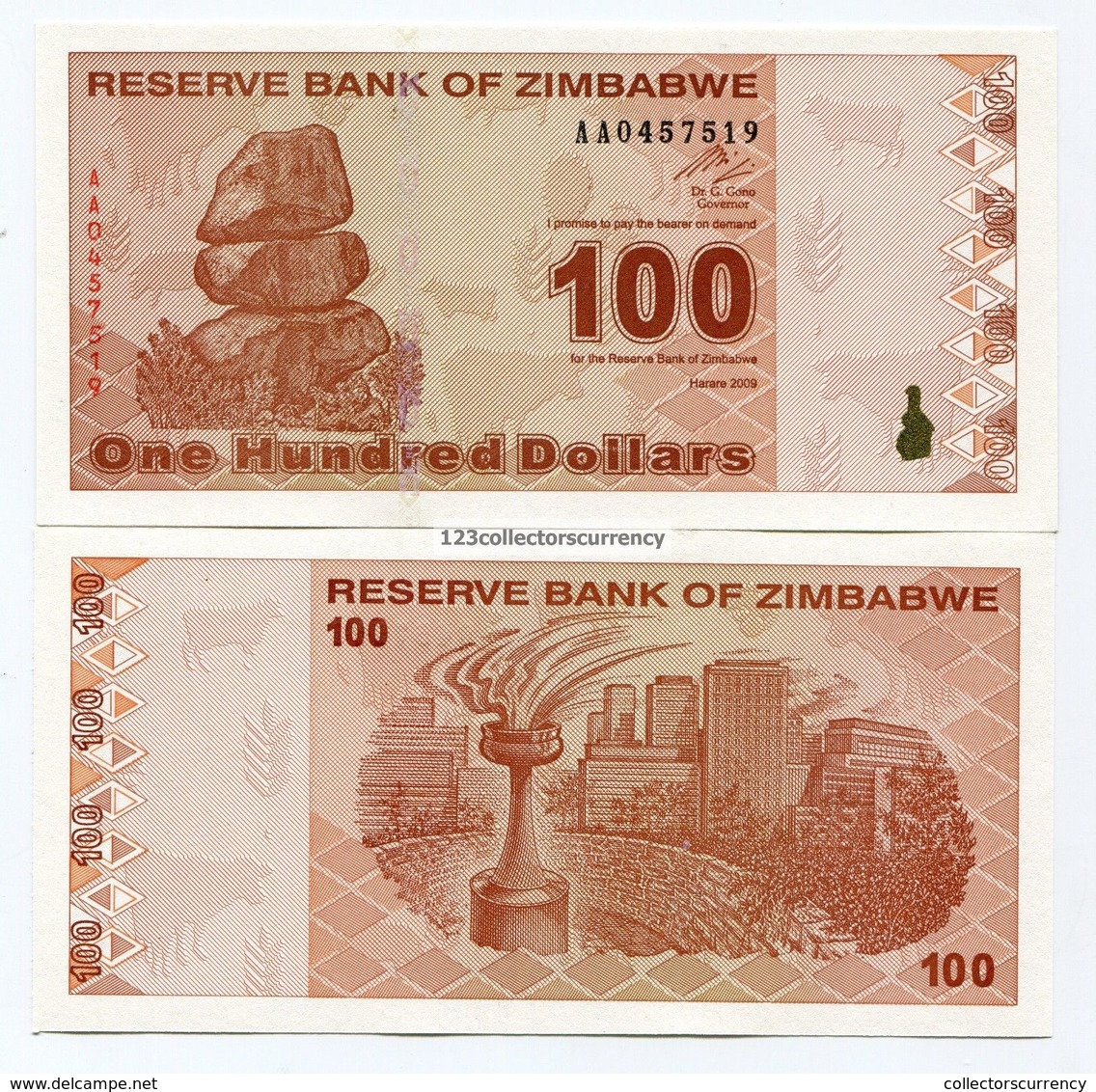 Zimbabwe $100 New Dollar 2009 Super Rare P97 Banknote - Zimbabwe