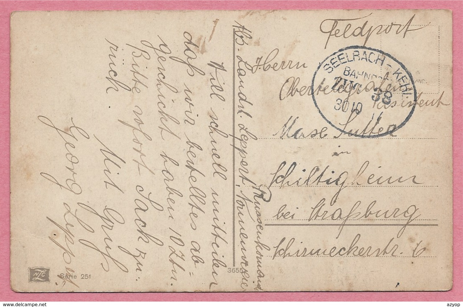 Sur CP Fantaisie - Ambulant - Zug Stempel - Bahnstempel - Bahnpost - SEELBACH - KEHL - 3 Scans - Lettres & Documents