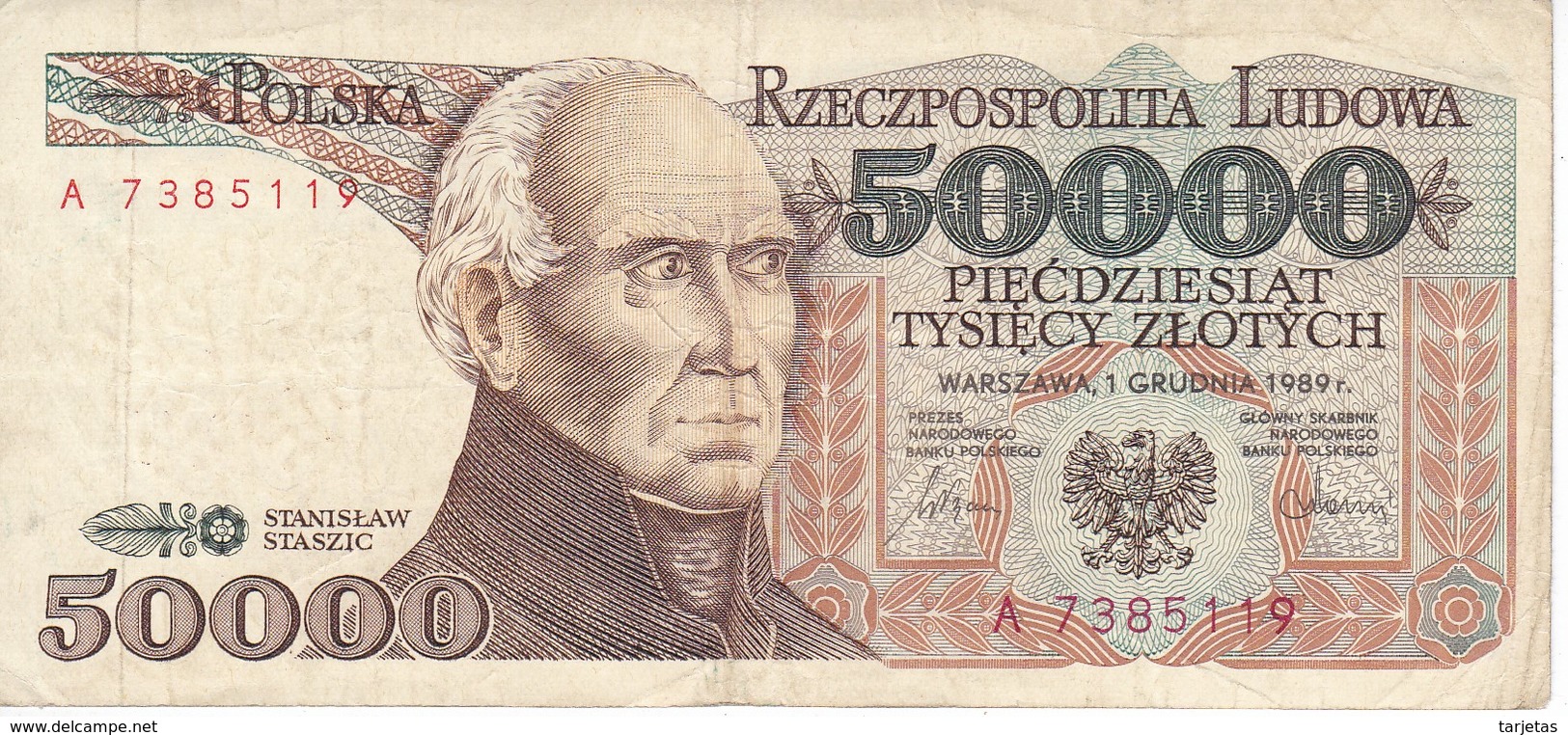 BILLETE DE POLONIA DE 50000 ZLOTYCH DEL AÑO 1989 (BANKNOTE) - Pologne