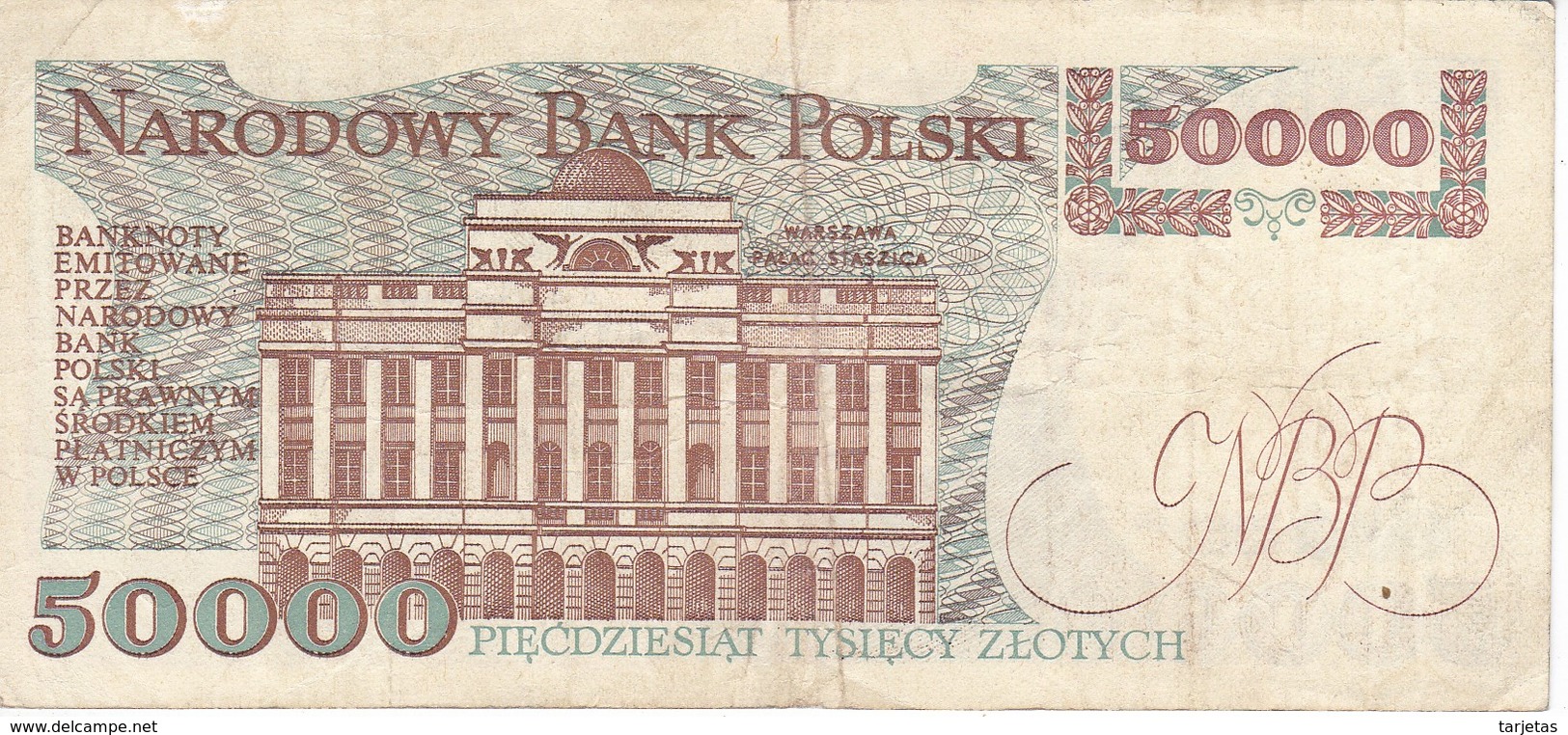 BILLETE DE POLONIA DE 50000 ZLOTYCH DEL AÑO 1989 (BANKNOTE) - Polen