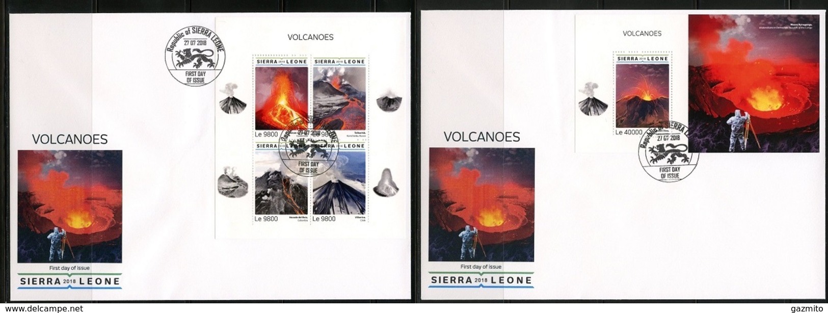 Sierra Leone 2018, Vulcans, 4val In BF+BF In 2FDC - Volcanos