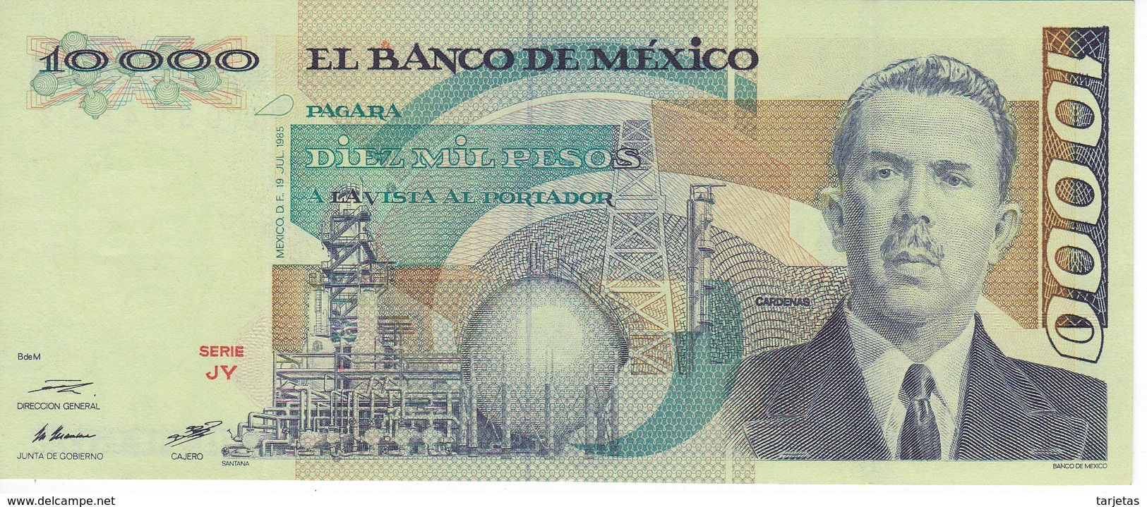 BILLETE DE MEXICO DE 10000 PESOS AÑO 1985 DE CARDENAS EN CALIDAD EBC (XF)  (BANKNOTE) - Mexico