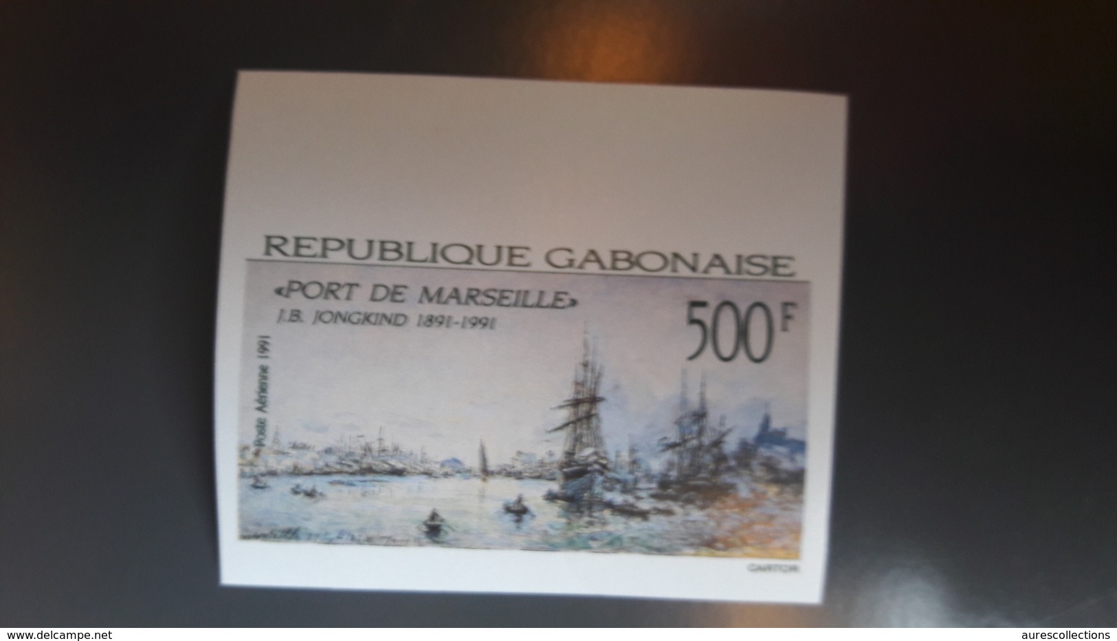 GABON 1991 JOHAN BARTHOLD PORT DE MARSEILLE BATEAUX SHIPS - IMPERF IMPERFORATE ND NON DENTELE - RARE MNH - Gabon (1960-...)