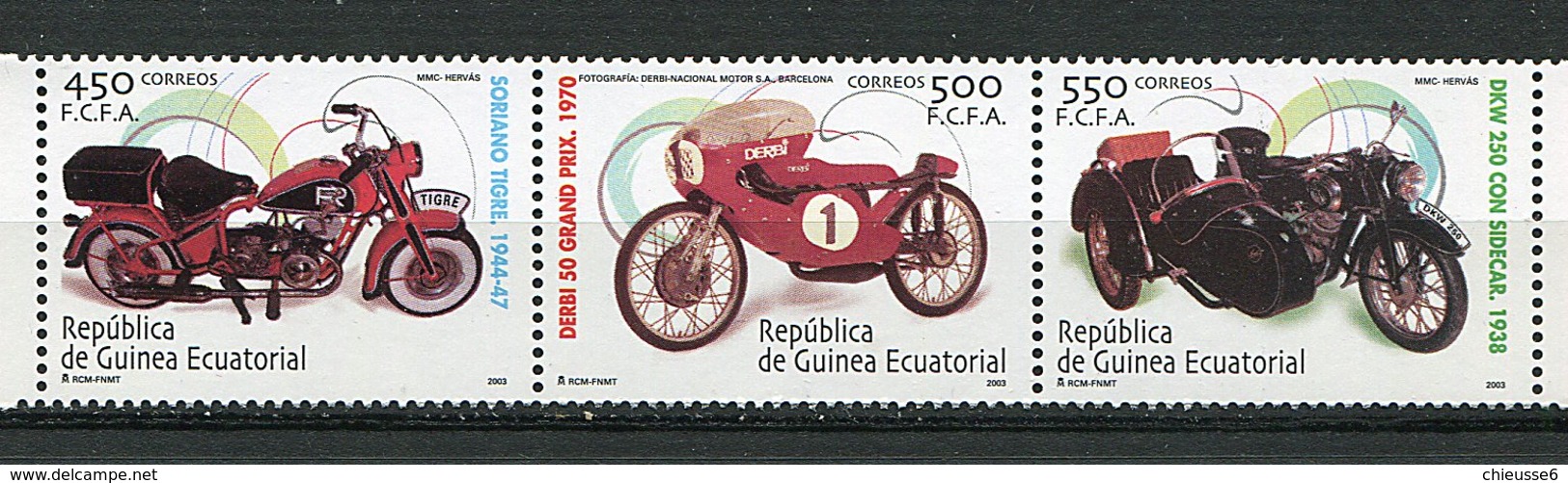 Guinée Equatoriale ** N° 447 à 449 Se Tenant - Motos - Guinée Equatoriale