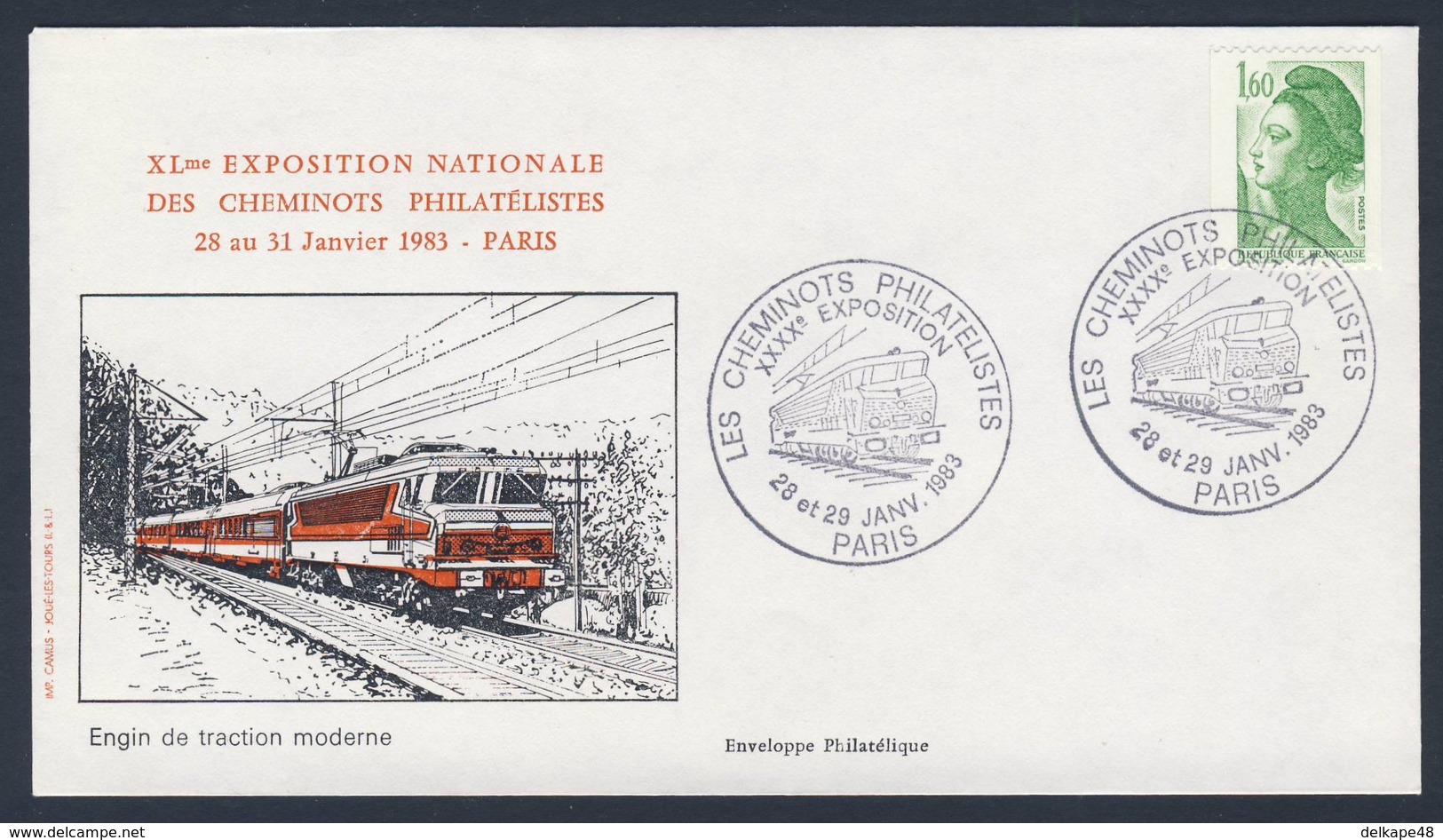 France Rep. Française 1983 Cover / Brief / Enveloppe - Engin De Traction Moderne / Modern Traction Engine - Trains