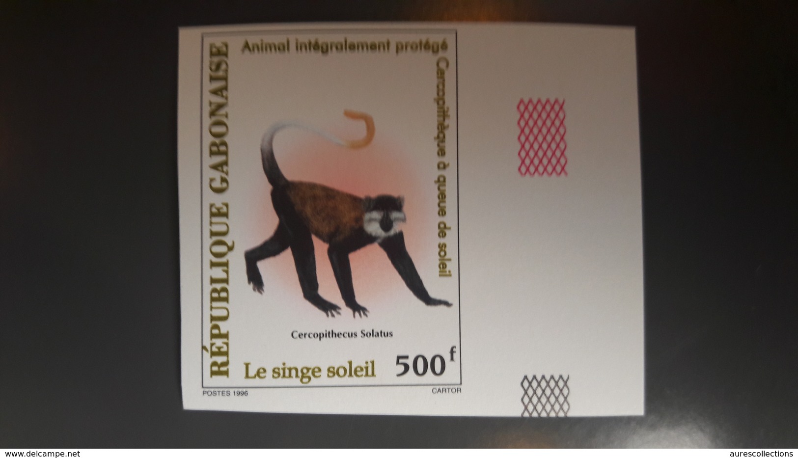 GABON 1996 PROTECTED ANIMALS FAUNA APES MONKEYS SINGES - IMPERF IMPERFORATE ND NON DENTELE - RARE MNH - Gabon (1960-...)