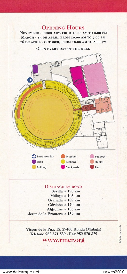Spanien Ronda Plaza El Toros Stierkampfarena Faltblatt 3 Seiten - Reiseprospekte