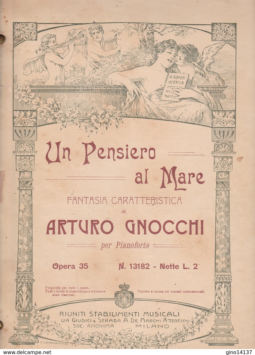 Spartito UN PENSIERO AL MARE Di Arturo Gnocchi - RIUNITI STABILIMENTI MUSICALI - Noten & Partituren