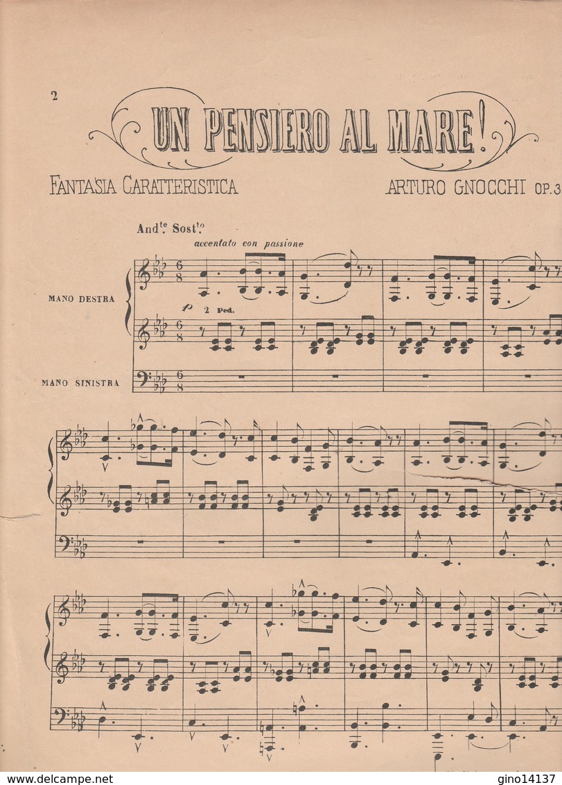 Spartito UN PENSIERO AL MARE Di Arturo Gnocchi - RIUNITI STABILIMENTI MUSICALI - Noten & Partituren