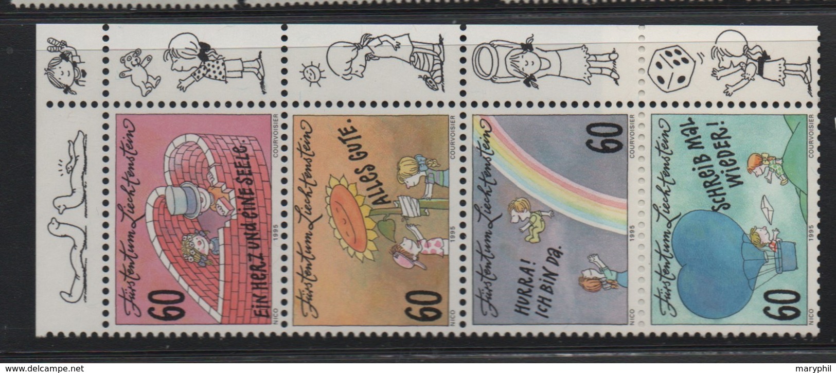 LOT 39 - LIECHTENSTEIN N° 1052/1055 **-  TIMBRES SOUHAITS -  COEUR - ARC EN CIEL - Cote 5 € - Post