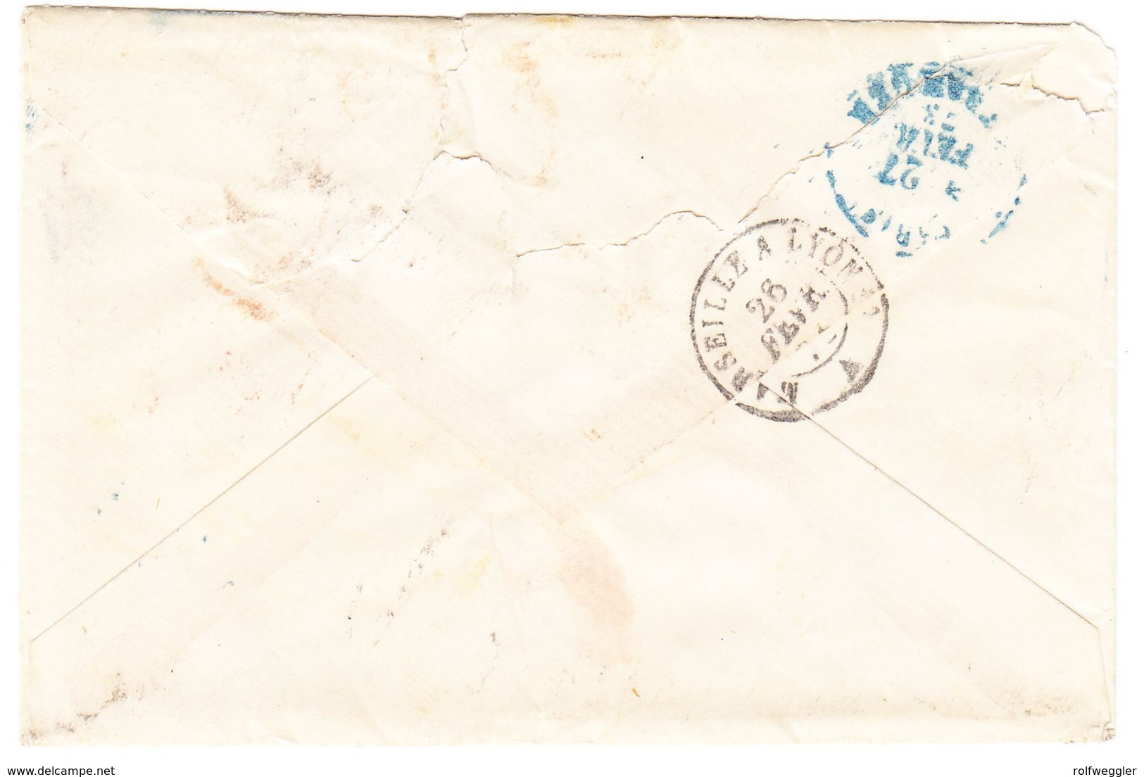 Brief Von Nice Nach Boston; 4 Gezähnte Marken Mit Nummernstempel 2656 - 1871-1875 Ceres