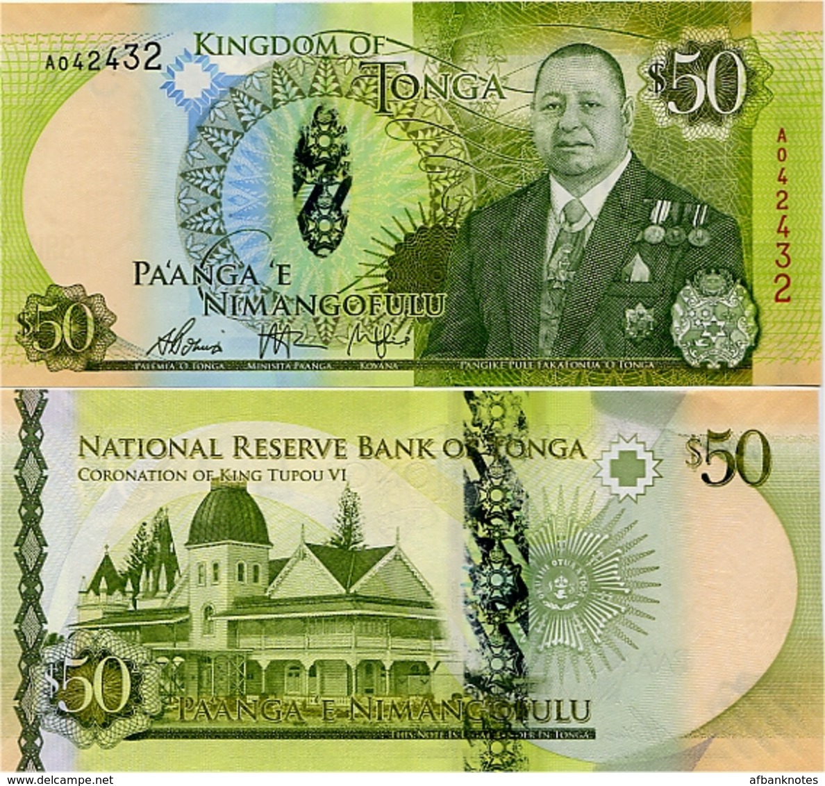 TONGA       50 Pa'anga       P-48       ND (2015)       UNC - Tonga