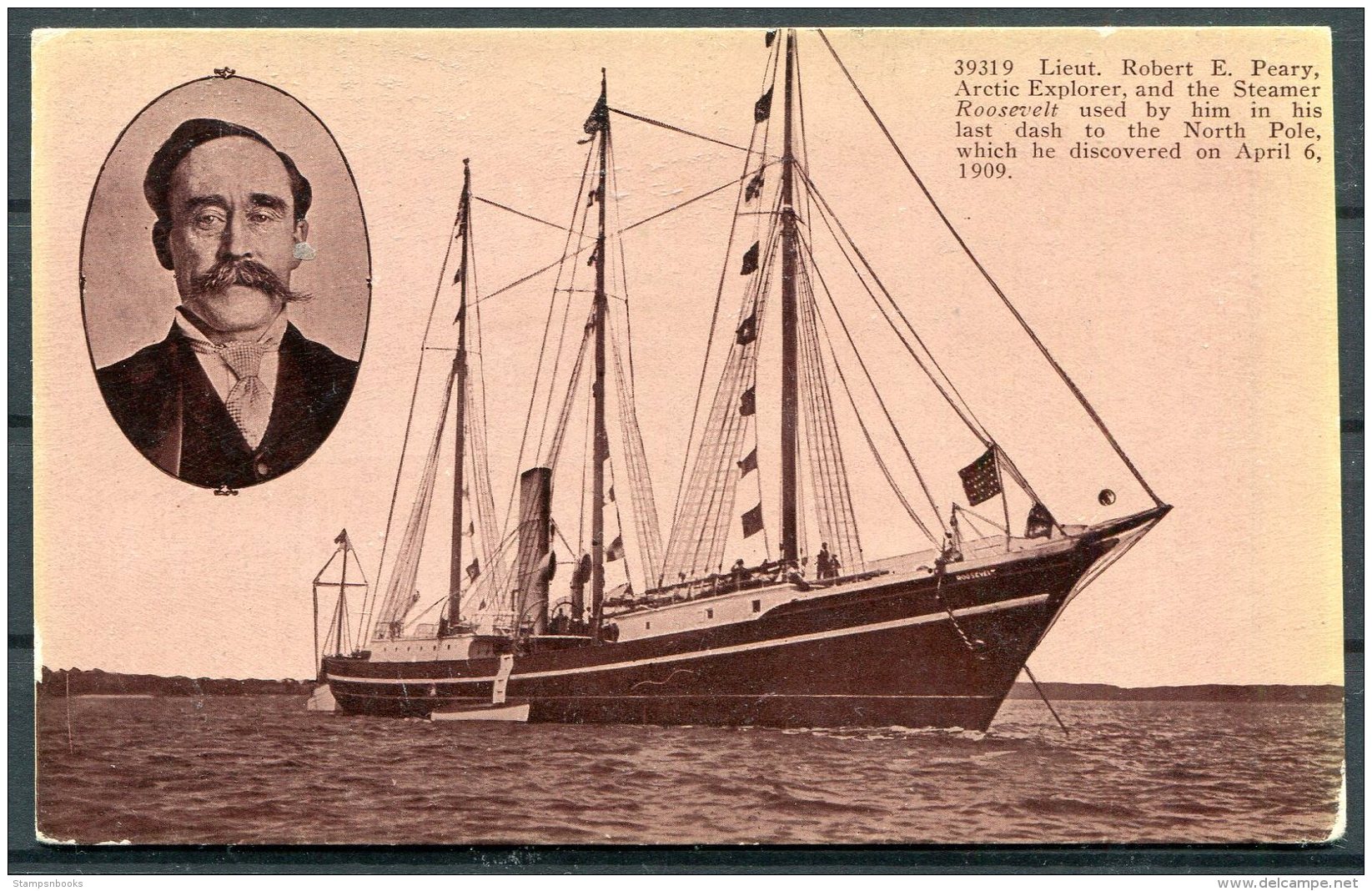 Robert Peary Arctic Ship 'Roosevelt' Explorer Expedition Postcard. - Other & Unclassified