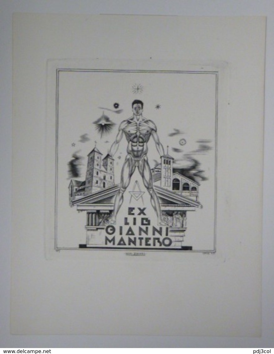 Ex-libris Illustré XXème - Hollande - Homme Nu - GIANNI MANTERO - Exlibris