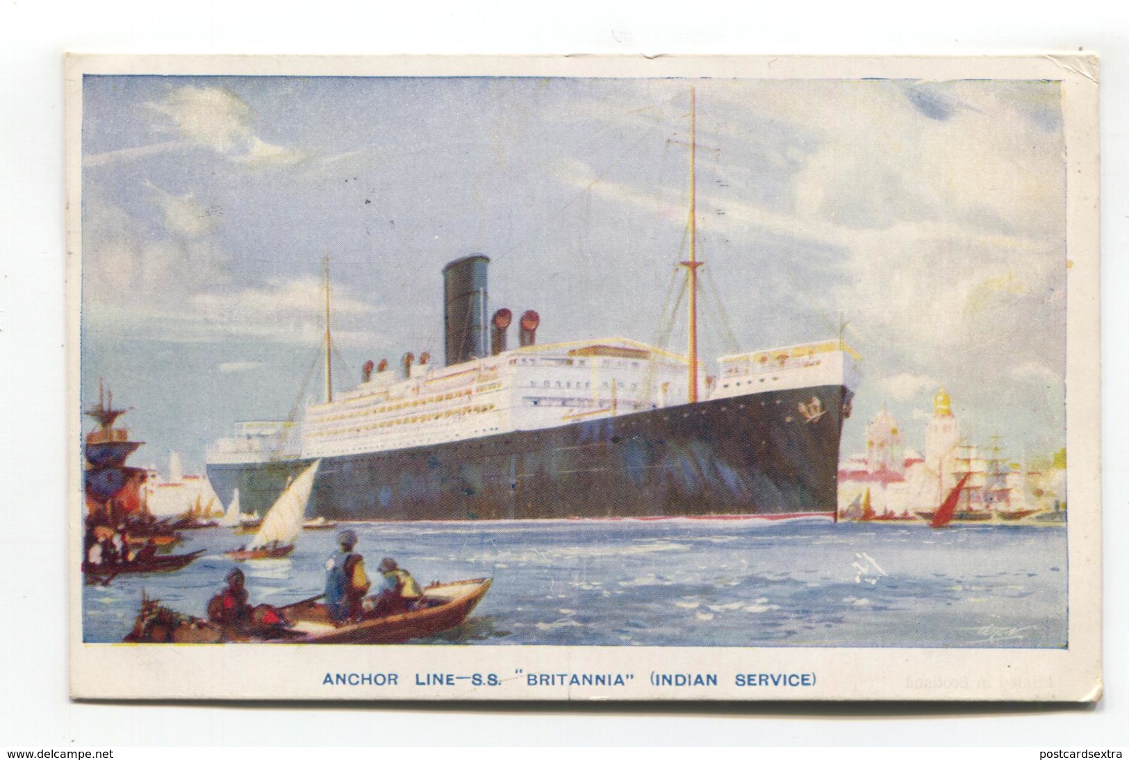 SS Britannia, Anchor Line Indian Service Passenger Liner - 1930 Used Postcard - Steamers
