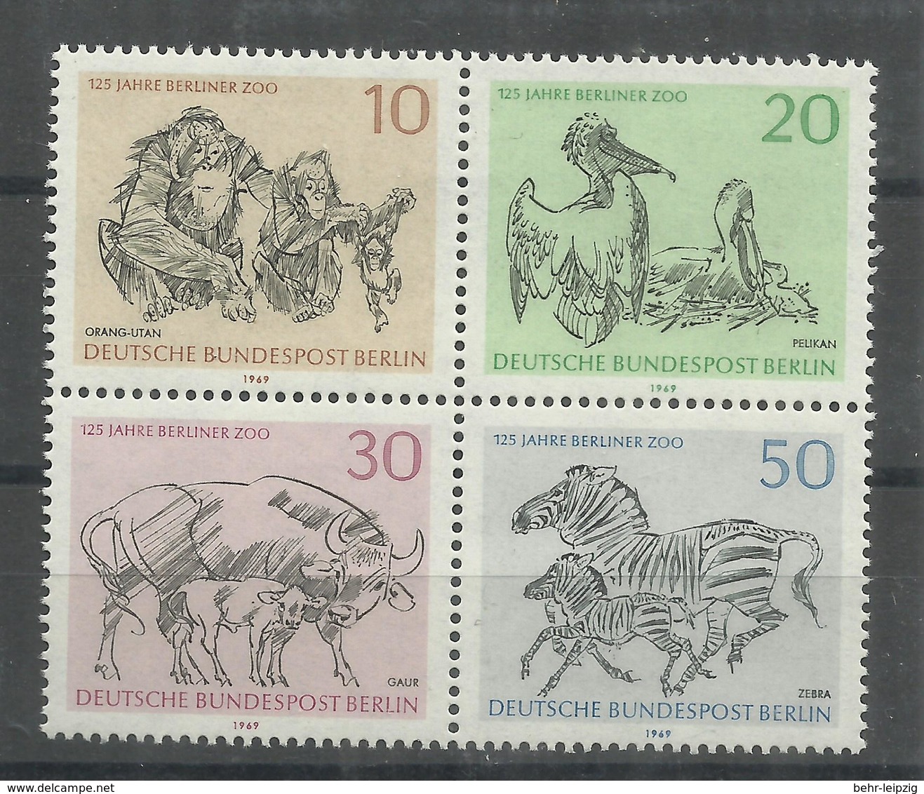 Berlin 338-341 "4 Briefmarken 1969 Zu 125 Berliner Zoo, Satz Kpl.." Postfrisch  Mi.: 2,50 - Neufs