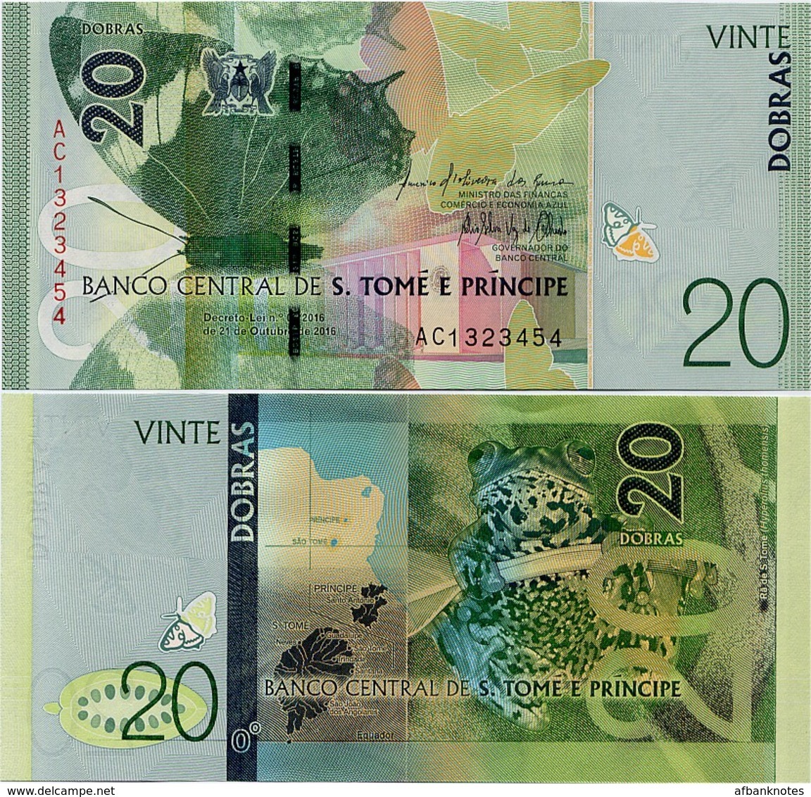 SAINT THOMAS & PRINCE      20 Dobras       P-New       21.10.2016 (2018)        UNC - San Tomé E Principe