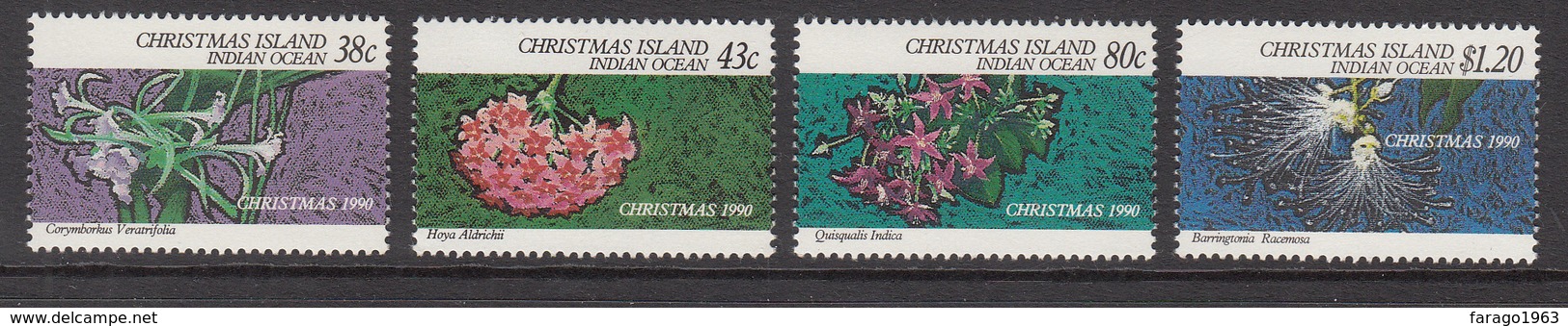 1990 Christmas Island Christmas Flowers Set Of 4 MNH - Christmas Island