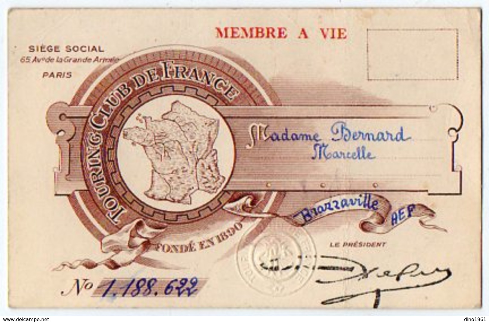 VP13.055 - PARIS 1973 - Carte Du Tourning Club De France - Mme Marcelle BERNARD à REIMS - Other & Unclassified