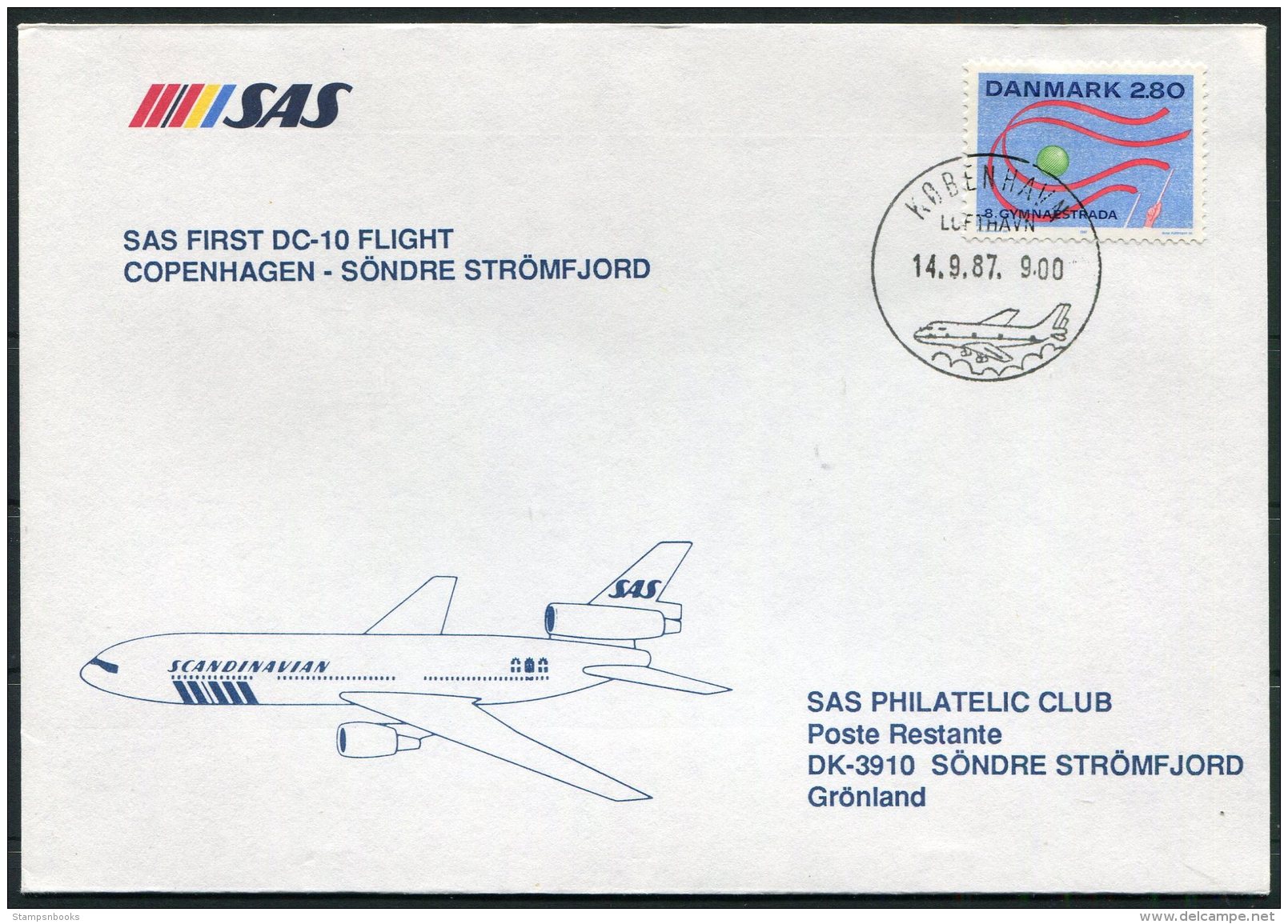 1987 Greenland Denmark SAS First Flight Cover. - Covers & Documents