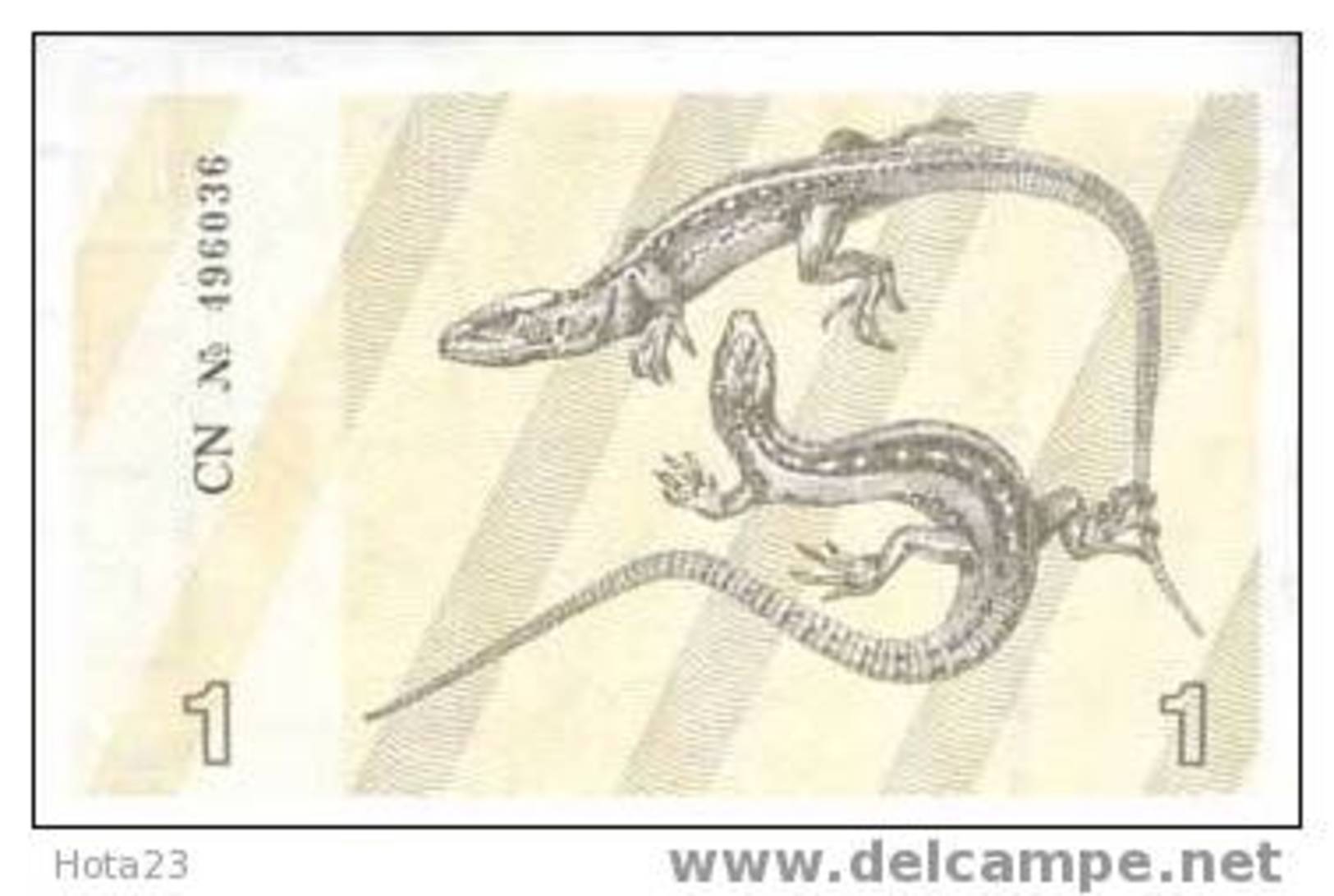 LITHUANIA -1 TALONAS Lizards / Cranberry Branch 1991 Pik-32A-UNC - Lituanie