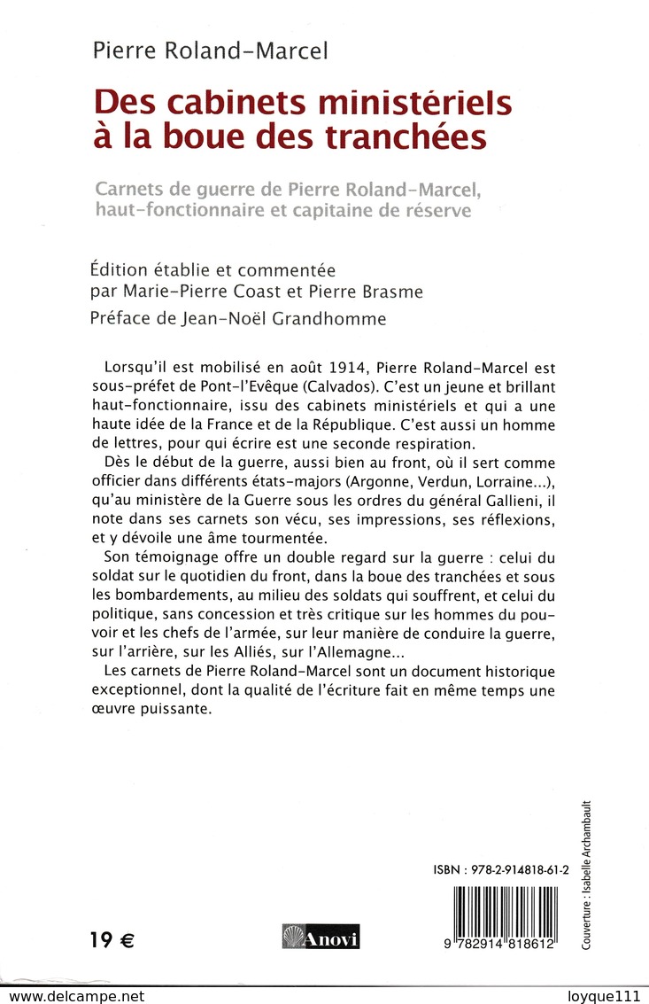 Pierre Roland-marcel- Des Cabinets Ministériels A La Boue Des Tranchées - Guerra 1914-18